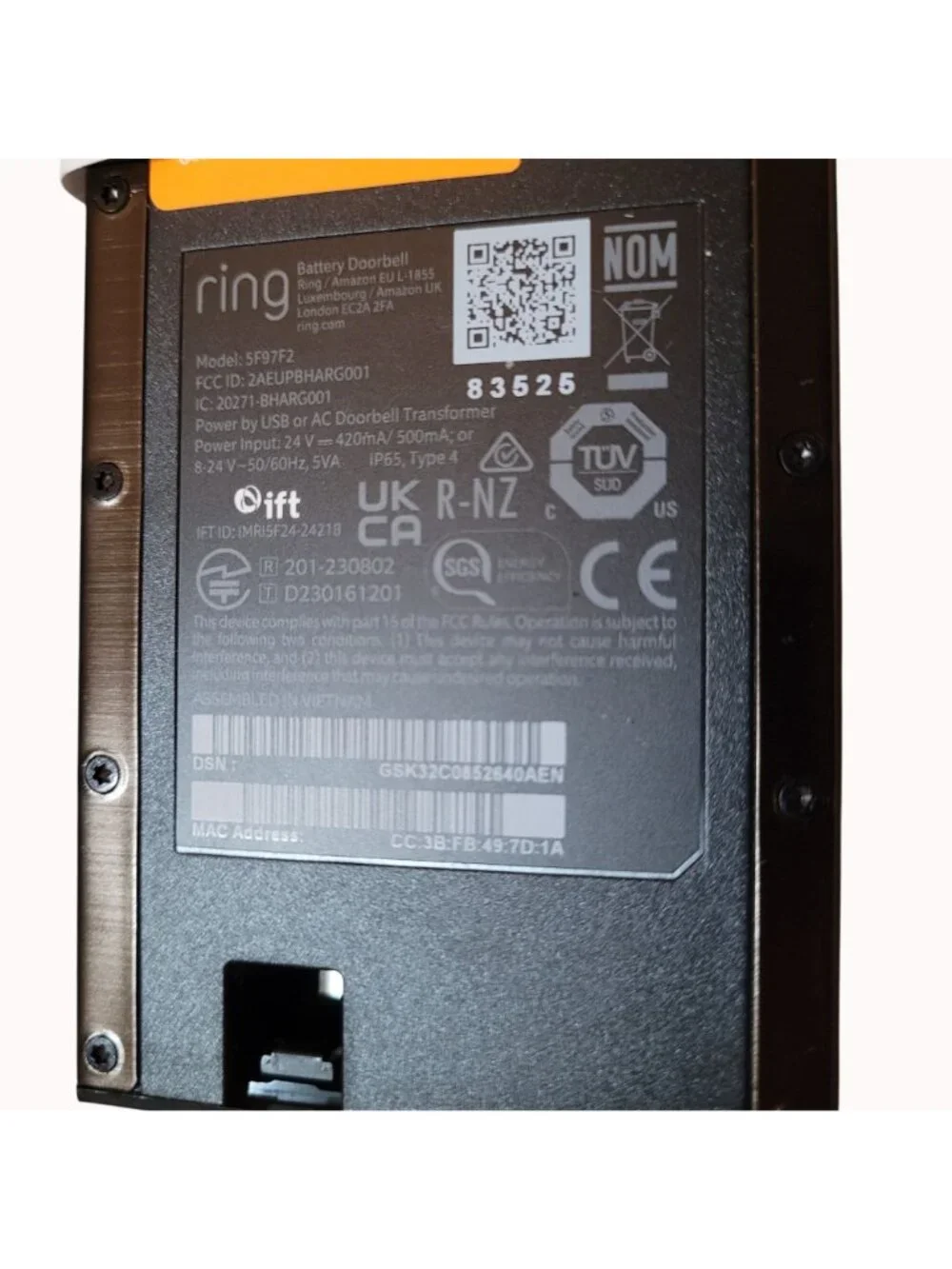 Ring Battery Doorbell With HD Video Motion Detection & Two-Way Talk